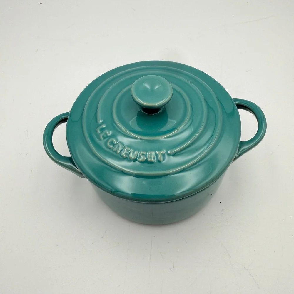 Le Creuset Mini Cocotte Teal Stoneware Round Casserole Lid 8oz 12-43